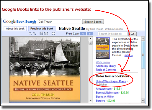 Google Books provides quick links to the publisher's website