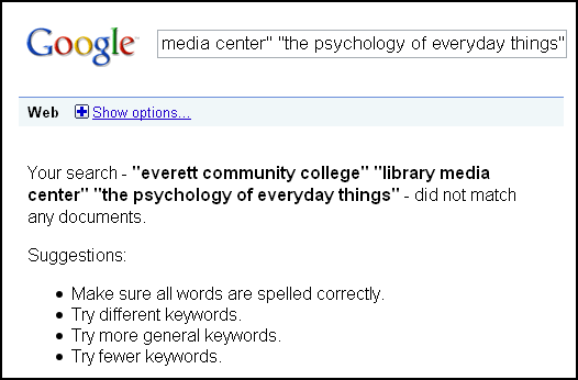 In Gogle, search for "everett community college" "library" "the psychology of everyday things"