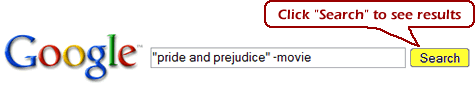 Google search demonstrating the minus sign