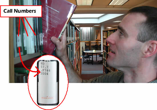 Every book in the library has a unique call number on the spine. 